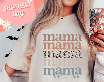 Leopard Print Mama Shirt, Cheetah Mama Shirt, Comfort Colors mama, Mom Tshirt, Mother's Day Gift, Gift For Mom, Mama T Shirt, Leopard Mama