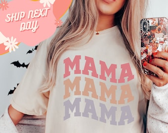 Mama Shirt Comfort Colors, Wavy Text Mama, Mama Shirt, Mom Shirt, Mama T-Shirt, Cute Mom Shirt, Mom Tshirt, Mommy Shirt, Mom gift Christmas