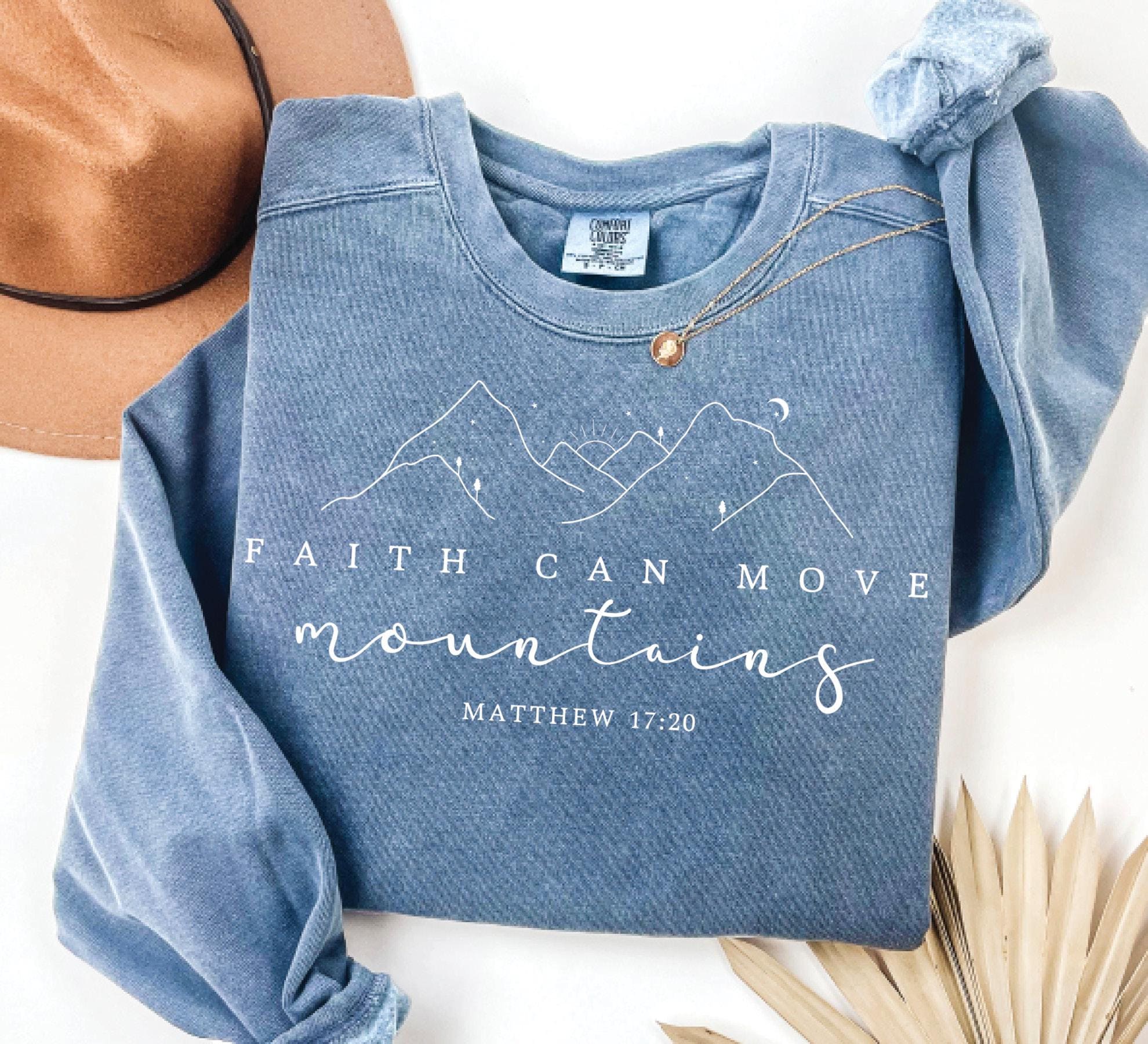 Kerusso Faith T-Shirt - 'Lift My Eyes Up' Mountain Design, Unisex Cotton Crew Neck, Navy Blue, XX-Large