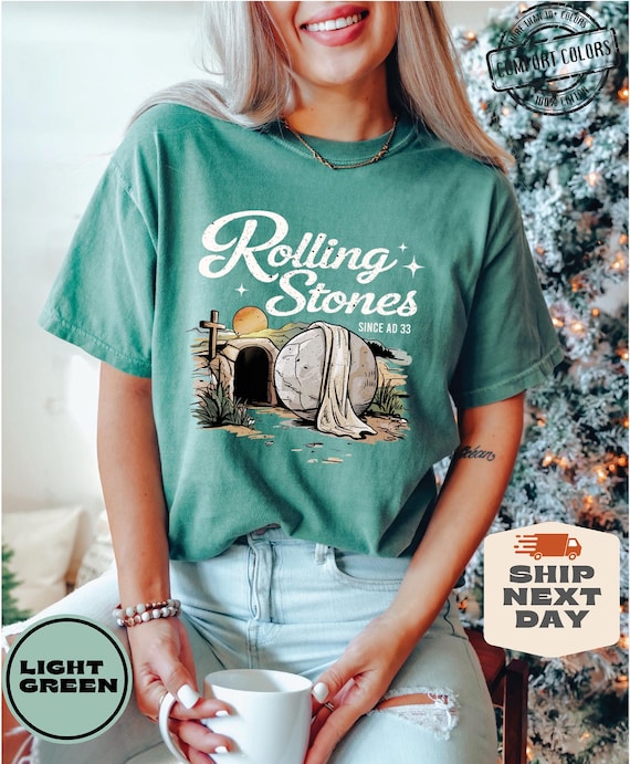 Rolling Stones Crewneck Comfort Colors®, Jesus Christ Shirt, Trendy Easter Outfit,  Faith-Based Clothing, Christian sweater, Religious Tees