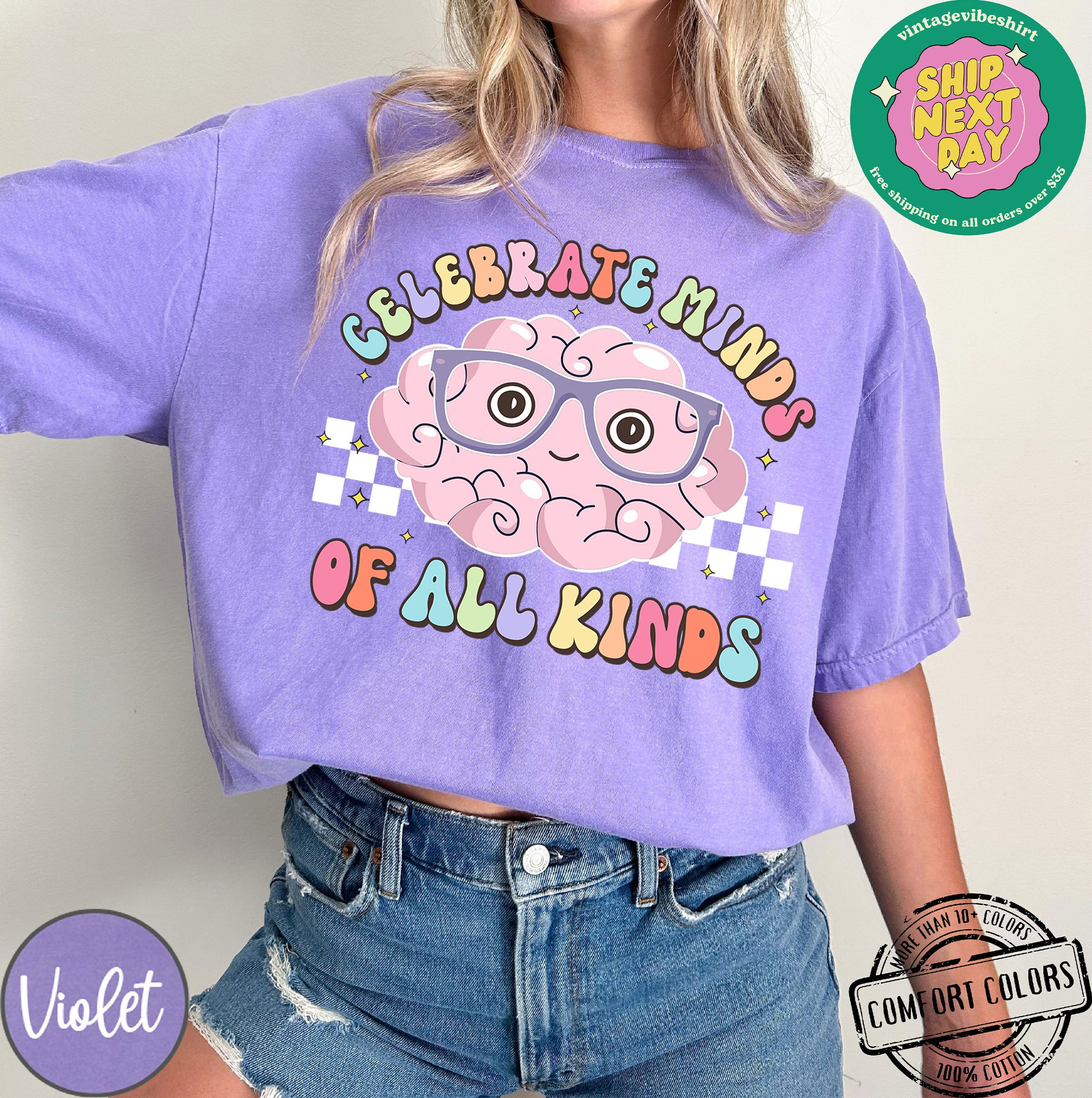 Celebrate Minds of All Kind Comfort Colors®, Autism Shirt, ABA Therapist Shirt, Neurodiversity Sweatshirt, Sped Teacher Shirt, Inclusion Tee