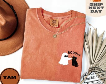 Comfort Colors Boo Boop Ghost Cat Shirt, Halloween Gift, Spooky Season Tee