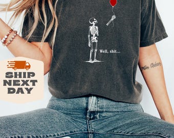 Comfort Colors Skeleton Balloon Shirt, Tee for Halloween & Spooky Season