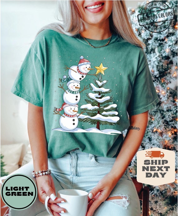 Christmas Snowman Shirt Comfort Colors®, Snowman Sweatshirt, Christmas Shirt for Women, Christmas Tree Crewneck, Most Wonderful Time Sweater