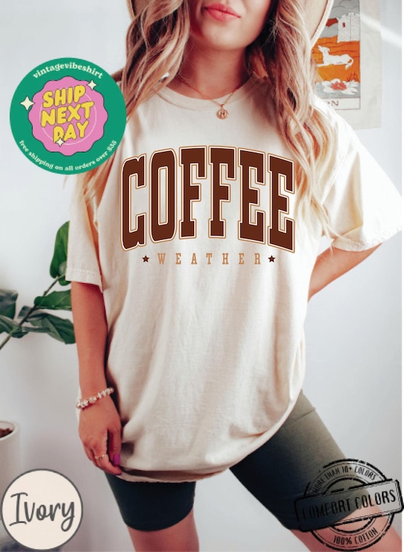 Coffee Weather Sweatshirt Comfort Colors®, Retro Fall Crewneck, Coffee Lover Shirt, Autumn Women Sweater, Winter Season Pullover, Coffee Tee