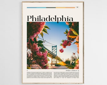 Druk z Filadelfii, Sztuka ścienna z Filadelfii, Plakat z Filadelfii, Zdjęcie z Filadelfii, Sztuka ścienna z Pensylwanii, Most Benjamina Franklina, USA
