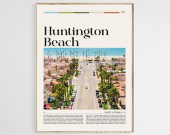 Impresión de Huntington Beach, Arte mural de Huntington Beach, Póster de Huntington Beach, Foto de Huntington Beach, Arte mural de California, Condado de Orange, EE. UU.
