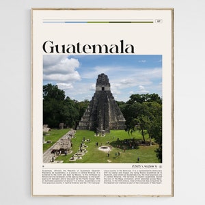 Guatemala Travel Poster, Guatemala Wall Art, Guatemala Poster Print, Guatemala Print, Guatemala Wall Decor, Tikal National Park, Digital