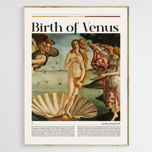 El nacimiento de Venus por Sandro Botticelli, Nacimiento de Venus Print, Póster del Museo del Nacimiento de Venus, Póster de la Exposición del Nacimiento de Venus, Bellas Artes