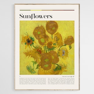 Zonnebloemen van Van Gogh, Van Gogh-print, zonnebloemenprint, poster, bloemenkunst aan de muur, Van Gogh-tentoonstellingsposter, museumposter, stilleven
