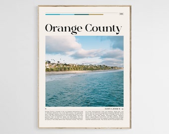 Impresión del Condado de Orange, Arte mural del Condado de Orange, Póster del Condado de Orange, Foto del Condado de Orange, Impresión de póster del Condado de Orange, Decoración de pared del Condado de Orange