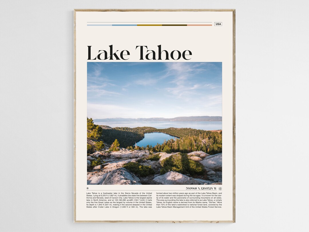 Lake Tahoe Travel Poster, Lake Tahoe Wall Art, Lake Tahoe Poster Print