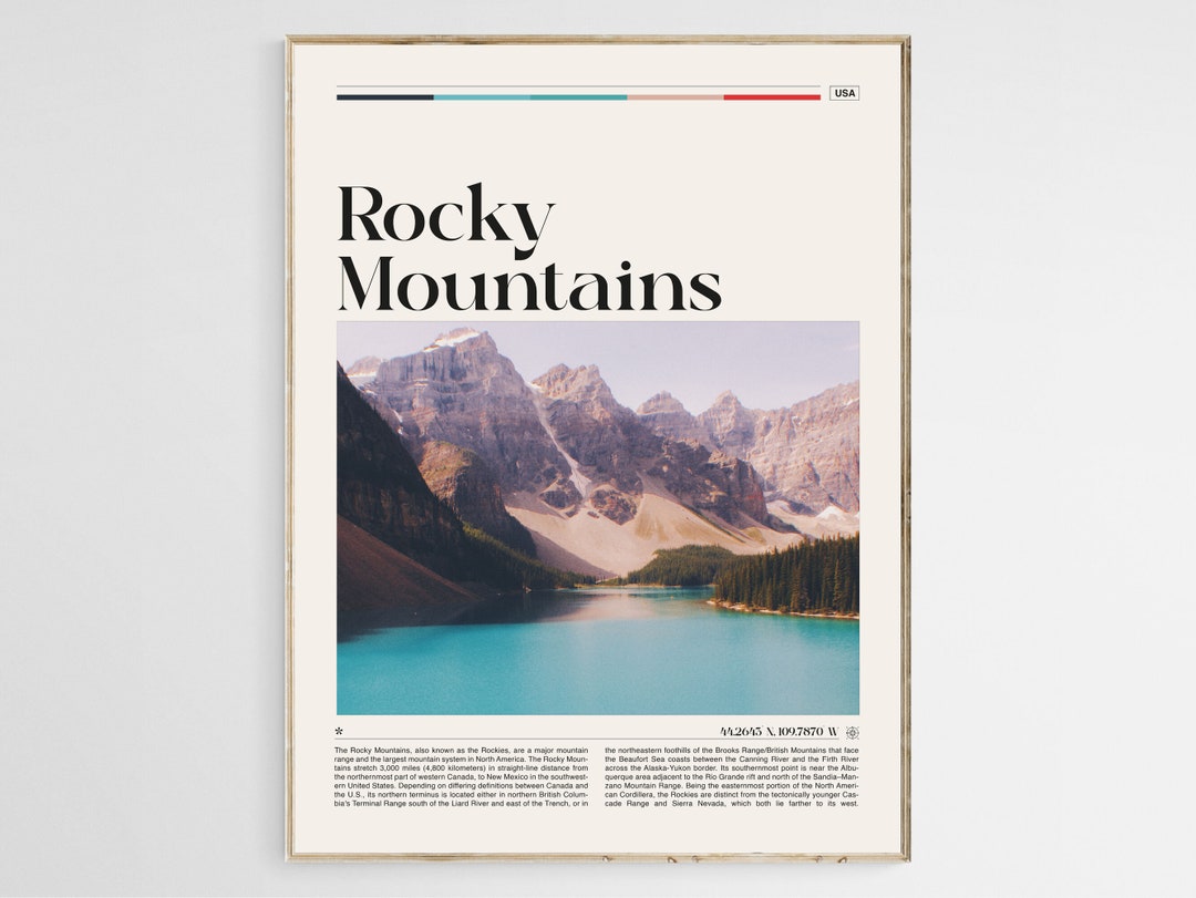 Rocky Mountains Travel Poster Rocky Mountains Wall Art Rocky Etsy