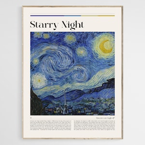 The Starry Night by Vincent van Gogh, The Starry Night Print, The Starry Night Exhibition Poster, Reproduction, Fine Art, Wall Art, Painting