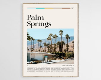 Póster de viaje de Palm Springs, impresión de Palm Springs, arte mural de Palm Springs, póster de Palm Springs, foto de Palm Springs, impresión de California, póster de EE. UU.