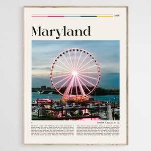 Maryland Reiseplakat, Maryland-Wandkunst, Maryland-Plakat, Maryland-Foto, Maryland-Druck, Maryland-Wanddekor, Kunst der Vereinigten Staaten, Digital