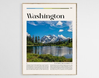 Póster de viaje de Washington, arte mural de Washington, póster de Washington, foto de Washington, impresión de Washington, decoración de pared de Washington, archivo digital