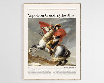 Napoleon korsar Alperna av Jacques-Louis David, Napoleontryck, Napoleonmuseumsaffisch, Napoleonutställningsaffisch, historiemålning