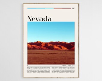 Póster de viaje de Nevada, arte mural de Nevada, póster de Nevada, foto de Nevada, impresión de Nevada, decoración de pared de Nevada, póster de EE. UU., impresión artística del desierto, digital