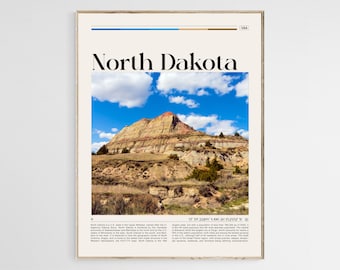 Póster de viaje de Dakota del Norte, arte mural de Dakota del Norte, póster de Dakota del Norte, foto de Dakota del Norte, impresión de Dakota del Norte, decoración de pared de EE. UU., archivo digital