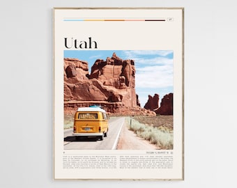 Póster de viaje de Utah, arte mural de Utah, póster de Utah, foto de Utah, impresión de Utah, decoración de pared de Utah, impresión de póster de Estados Unidos, impresión del desierto, digital