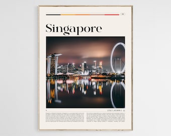 Plakat z podróży do Singapuru, Sztuka ścienna do Singapuru, Wydruk plakatu do Singapuru, Zdjęcie z Singapuru, Wydruk z Singapuru, Dekoracja ścienna do Singapuru, Plik cyfrowy