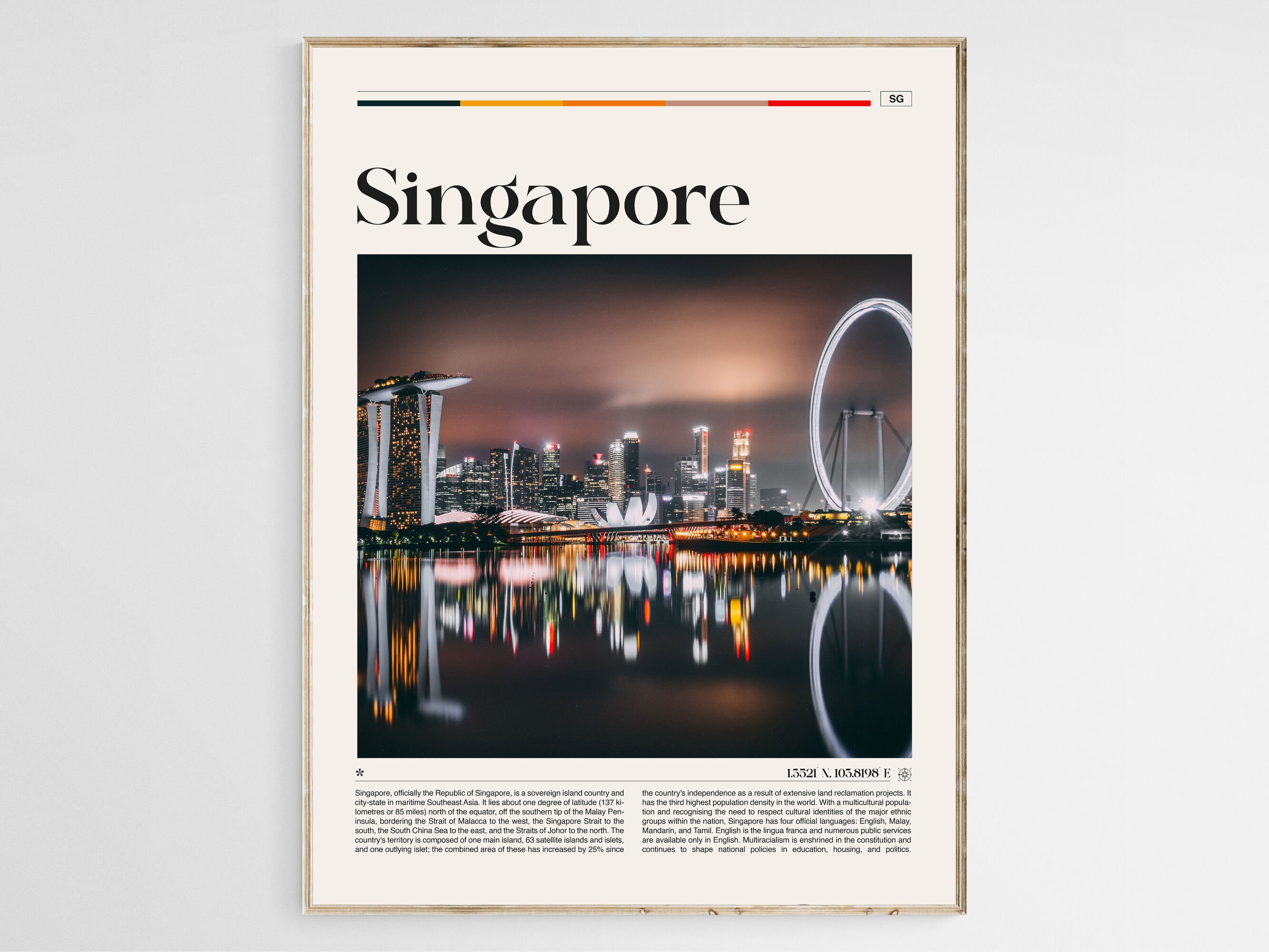 Singapore Travel Poster, Singapore Wall Art, Singapore Poster Print