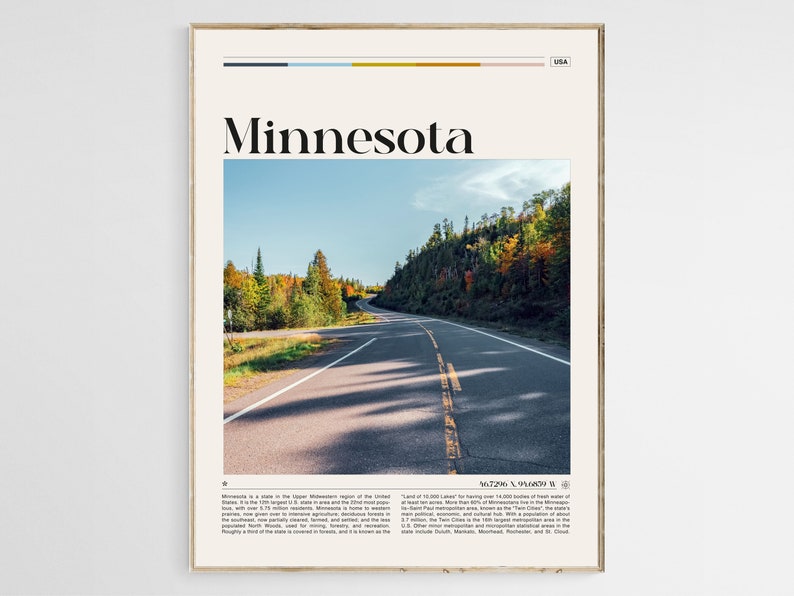 Minnesota Travel Poster Minnesota Wall Art Minnesota Poster Etsy