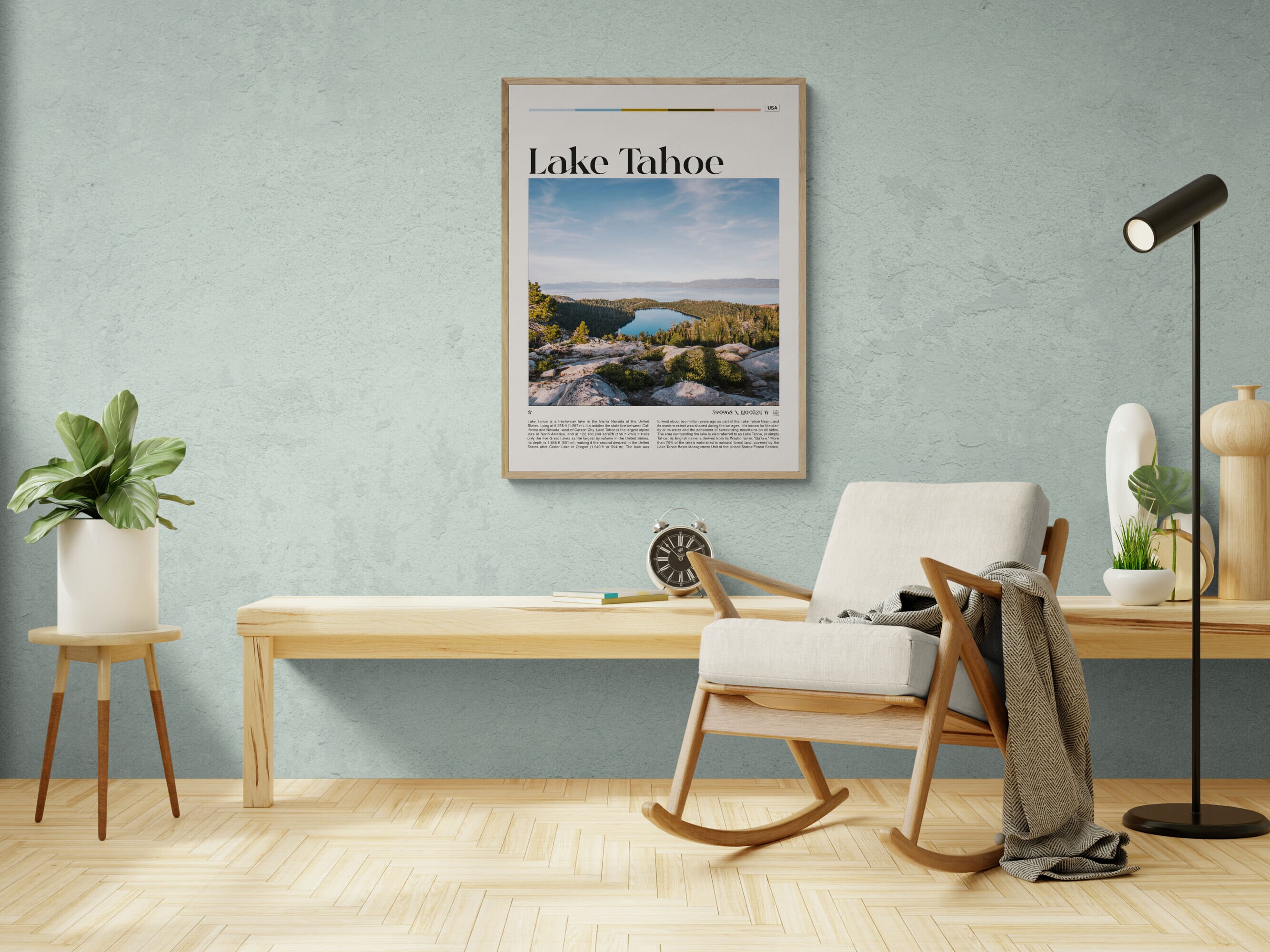 Lake Tahoe Travel Poster, Lake Tahoe Wall Art, Lake Tahoe Poster Print