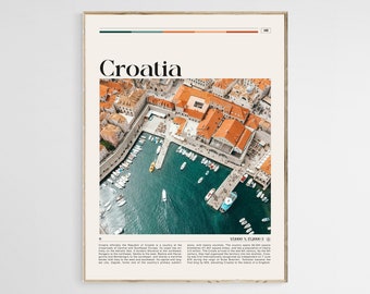 Póster de viaje de Croacia, arte mural de Croacia, impresión de póster de Croacia, foto de Croacia, impresión de Croacia, póster de Europa, decoración de pared de los Balcanes, digital