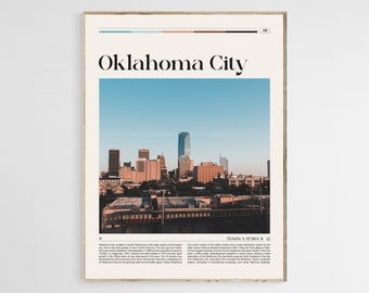 Impresión de Oklahoma City, Arte mural de Oklahoma City, Póster de Oklahoma City, Foto de Oklahoma, Impresión de póster de Oklahoma, Decoración de pared de Oklahoma, Impresión de EE. UU.