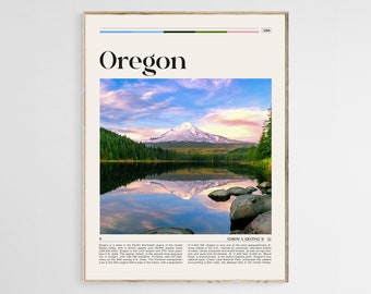 Póster de viaje de Oregón, arte mural de Oregón, póster de Oregón, foto de Oregón, impresión de Oregón, decoración de pared de Oregón, impresión artística de Estados Unidos, archivo digital