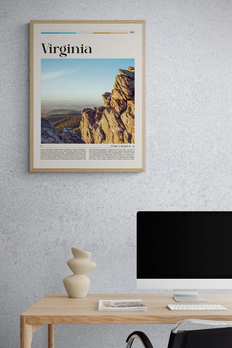 Virginia Travel Poster, Virginia Wall Art, Virginia Poster, Virginia