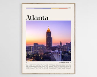 Poster di viaggio di Atlanta, stampa di Atlanta, arte murale di Atlanta, poster di Atlanta, foto di Atlanta, stampa di poster di Atlanta, decorazione murale della Georgia, poster degli Stati Uniti
