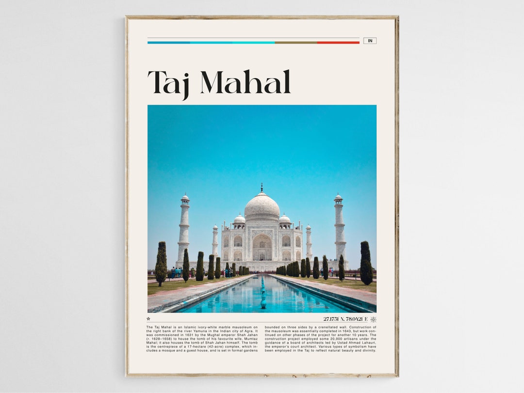 Taj Mahal Travel Poster, Taj Mahal Wall Art, Taj Mahal Poster Print