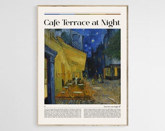 夜のカフェテラス、クッキングエプロン、ヴィンテージ絵画