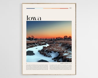 Póster de viaje de Iowa, arte mural de Iowa, póster de Iowa, foto de Iowa, impresión de Iowa, decoración de pared de Iowa, impresión de póster de Iowa, póster de Estados Unidos, digital