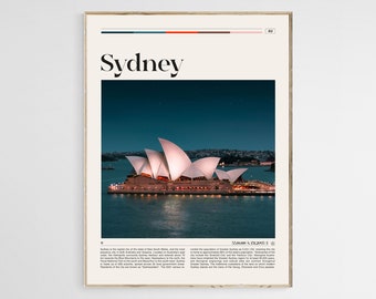 Póster de viaje de Sídney, impresión de Sídney, arte mural de Sídney, póster de Sídney, foto de Sídney, decoración de pared de Australia, foto de la Ópera, archivo digital