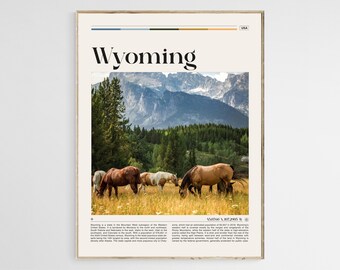 Póster de viaje de Wyoming, arte mural de Wyoming, póster de Wyoming, foto de Wyoming, impresión de Wyoming, decoración de pared de Wyoming, impresión artística de Estados Unidos, digital