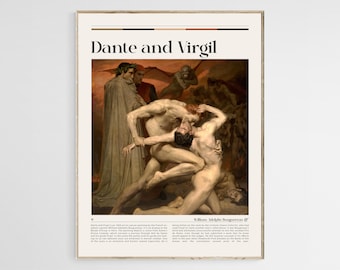 Dante and Virgil in Hell by William-Adolphe Bouguereau, Poster Print, Museum Poster, Exhibition Poster, History Painting, Digital Download