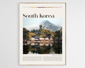 Póster de viaje de Corea del Sur, arte mural de Corea del Sur, impresión de póster de Corea del Sur, foto de Corea del Sur, impresión de Corea del Sur, decoración de pared, archivo digital