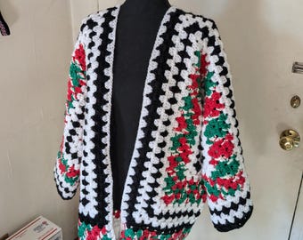 Cárdigan navideño con hexágonos