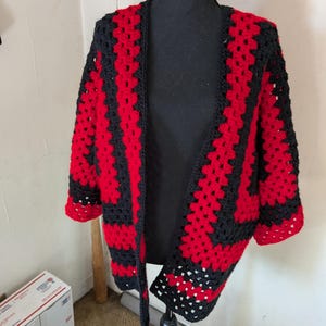 Black and Red Hexagon cardigan
