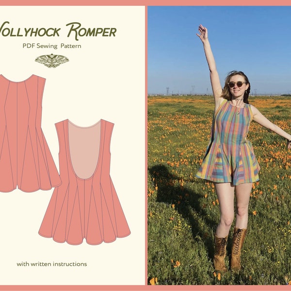 Hollyhock Romper // PDF Sewing Pattern // Godet Romper // Instant Download