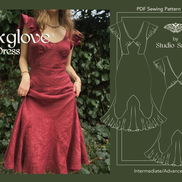 Foxglove Slip Dress // PDF Schnittmuster // 1930s Maxikleid im Schrägschnitt // Instant Download