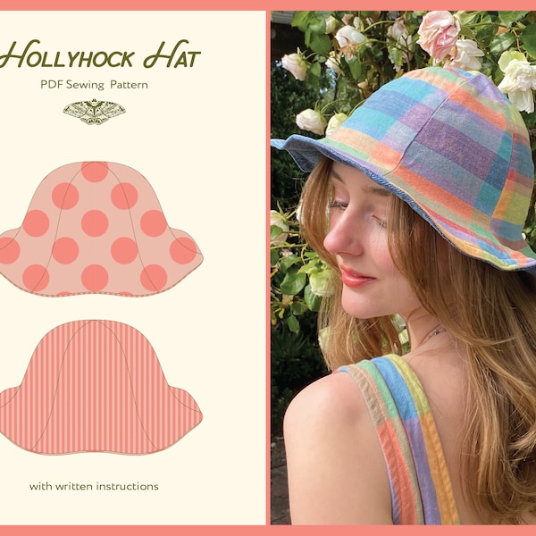 Hollyhock Hat- PDF Sewing Pattern // Foldable Reversible Sunhat // Instant Download