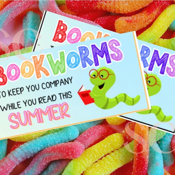 Bookworm Summer Gift Tag - Treat Bag Tag Printable