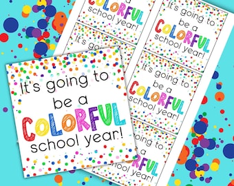 Bunte Schule Geschenkanhänger - Back to School Year Geschenkanhänger - Leckerlibeutel zum Ausdrucken