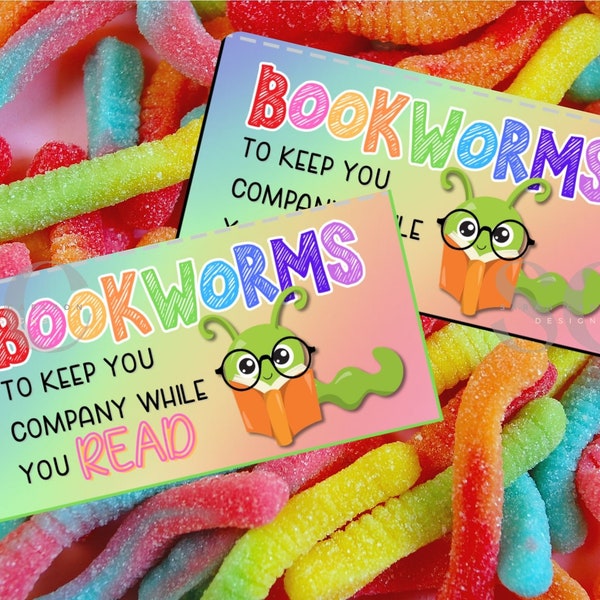 Étiquette-cadeau Bookworm - Étiquette de sac à friandises imprimable