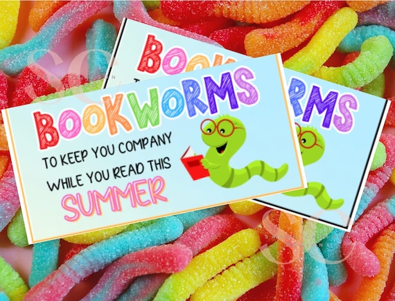Bookworm Summer Gift Tag - Treat Bag Tag Printable